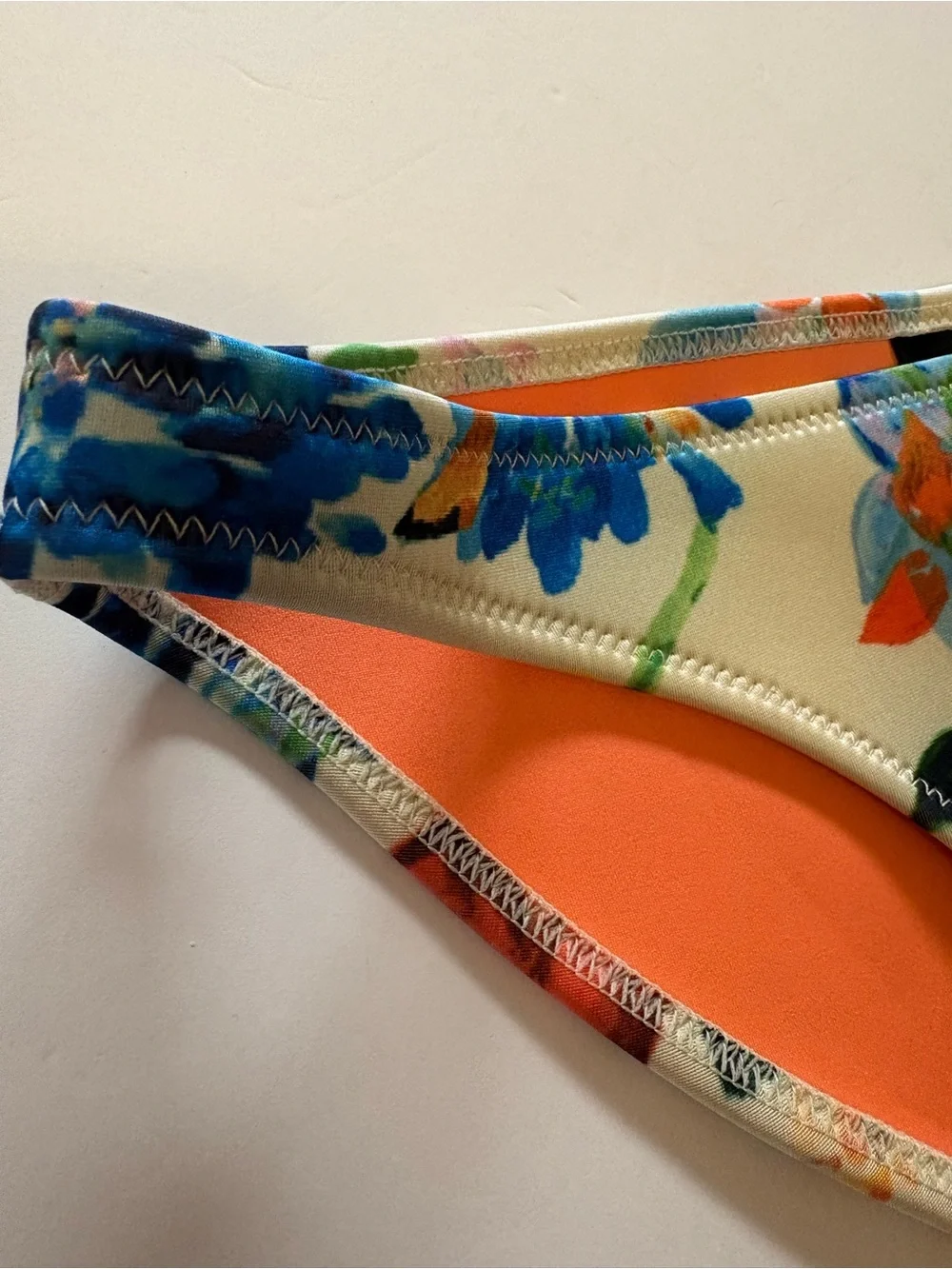 triangl swimwear Orange floral print neoprene Bikini bottom S